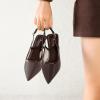 image:imageMostrin Kitten Heels for Women Pointed Toe Pumps Patent Leather Low Heel Slingback Heels with Buckle Dress Shoes for Dating Party WorkingDarkbrown Mesh 06