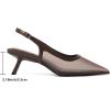 image:imageMostrin Kitten Heels for Women Pointed Toe Pumps Patent Leather Low Heel Slingback Heels with Buckle Dress Shoes for Dating Party WorkingDarkbrown Mesh 06