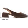 image:imageMostrin Womens Chunky Low Heels DOrsay Slingback Block Heel Pumps Closed Square Toe Dress Shoes for Work Office Daily WeddingChoc Brown 02