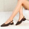 image:imageMostrin Womens Chunky Low Heels DOrsay Slingback Block Heel Pumps Closed Square Toe Dress Shoes for Work Office Daily WeddingDarkbrown Suede 03