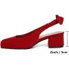 image:imageMostrin Womens Chunky Low Heels DOrsay Slingback Block Heel Pumps Closed Square Toe Dress Shoes for Work Office Daily WeddingRed 05