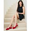 image:imageMostrin Womens Chunky Low Heels DOrsay Slingback Block Heel Pumps Closed Square Toe Dress Shoes for Work Office Daily WeddingRed 05