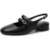 image:imageMostrin Mary Jane Shoes Women Slingback Chunky Low Heels for Women Closed Rounded Toe Ankle Strap Pumps Daily Wedding Party Dress ShoesBlackpu