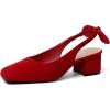 image:imageMostrin Womens Chunky Low Heels DOrsay Slingback Block Heel Pumps Closed Square Toe Dress Shoes for Work Office Daily WeddingRed 05