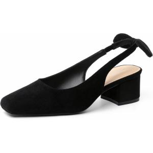 image:imageMostrin Womens Chunky Low Heels DOrsay Slingback Block Heel Pumps Closed Square Toe Dress Shoes for Work Office Daily WeddingBlack 05