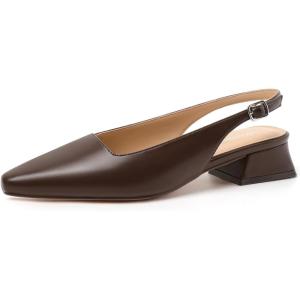 image:imageMostrin Womens Chunky Low Heels DOrsay Slingback Block Heel Pumps Closed Square Toe Dress Shoes for Work Office Daily WeddingChocbrown 03