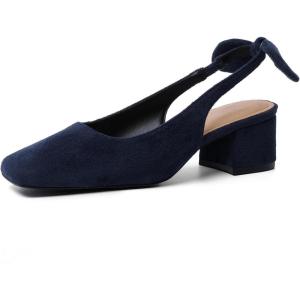 image:imageMostrin Womens Chunky Low Heels DOrsay Slingback Block Heel Pumps Closed Square Toe Dress Shoes for Work Office Daily WeddingNavyblue 05