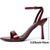 image:imageMostrin Strappy Heels for Women Lace Up Ankle Strap Round Open Toe Stiletto High Heels Womens Heeled Sandals for Prom Party DailyBurgundy 06