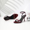 image:imageMostrin Strappy Heels for Women Lace Up Ankle Strap Round Open Toe Stiletto High Heels Womens Heeled Sandals for Prom Party DailyBurgundy 06