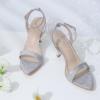image:imageMostrin Strappy Heels for Women Lace Up Ankle Strap Round Open Toe Stiletto High Heels Womens Heeled Sandals for Prom Party DailySilver 06