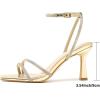 image:imageMostrin Womens Sandals Strappy Heels for Women Ankle Strap Lace Up Heels Square Open Toe Heels Tie Up Stiletto High Heeled Sandals for Prom Party Daily WearSparkling Gold07