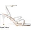 image:imageMostrin Womens Sandals Strappy Heels for Women Ankle Strap Lace Up Heels Square Open Toe Heels Tie Up Stiletto High Heeled Sandals for Prom Party Daily WearWhite09