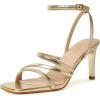 image:imageMostrin Womens Sandals Strappy Heels for Women Ankle Strap Lace Up Heels Square Open Toe Heels Tie Up Stiletto High Heeled Sandals for Prom Party Daily WearGold09