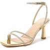 image:imageMostrin Womens Sandals Strappy Heels for Women Ankle Strap Lace Up Heels Square Open Toe Heels Tie Up Stiletto High Heeled Sandals for Prom Party Daily WearSparkling Gold07