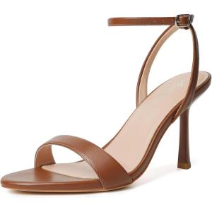 image:imageMostrin Strappy Heels for Women Lace Up Ankle Strap Round Open Toe Stiletto High Heels Womens Heeled Sandals for Prom Party DailyBrown 06