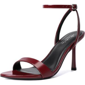 image:imageMostrin Strappy Heels for Women Lace Up Ankle Strap Round Open Toe Stiletto High Heels Womens Heeled Sandals for Prom Party DailyBurgundy 06