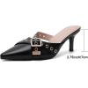 image:imageMostrin Kitten Mules Heels for Women Pointed Closed Toe Heels Vintage Slip on Stiletto Dressy Pumps ShoesBlack02