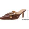 image:imageMostrin Kitten Mules Heels for Women Pointed Closed Toe Heels Vintage Slip on Stiletto Dressy Pumps ShoesBrown02