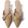 image:imageMostrin Kitten Mules Heels for Women Pointed Closed Toe Heels Vintage Slip on Stiletto Dressy Pumps ShoesKhaki02