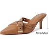 image:imageMostrin Kitten Mules Heels for Women Pointed Closed Toe Heels Vintage Slip on Stiletto Dressy Pumps ShoesLight Brown02