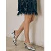 image:imageMostrin Kitten Mules Heels for Women Pointed Closed Toe Heels Vintage Slip on Stiletto Dressy Pumps ShoesSilver08