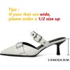 image:imageMostrin Kitten Mules Heels for Women Pointed Closed Toe Heels Vintage Slip on Stiletto Dressy Pumps ShoesWhite08