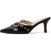 image:imageMostrin Kitten Mules Heels for Women Pointed Closed Toe Heels Vintage Slip on Stiletto Dressy Pumps ShoesBlack02