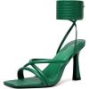 image:imageMostrin Womens Sandals Strappy Heels for Women Lace Up Square Open Toe Heels Tie Up High Heeled Sandals for Prom Party Daily WearDark Green
