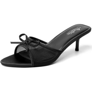 image:imageMostrin Kitten Heels for Women Pointed Toe Vintage Mules Heels Sexy Slip on Stiletto Backless Sandals for Party Wedding DailyBlack 06