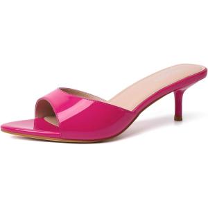 image:imageMostrin Kitten Heels for Women Pointed Toe Vintage Mules Heels Sexy Slip on Stiletto Backless Sandals for Party Wedding DailyPink