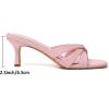 image:imageMostrin Strappy Kitten Heels for Women Round Open Toe Flip Flops Slip On Mules Heels Fashion Thong Heeled Sandals for Party Wedding HolidayPink