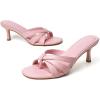 image:imageMostrin Strappy Kitten Heels for Women Round Open Toe Flip Flops Slip On Mules Heels Fashion Thong Heeled Sandals for Party Wedding HolidayPink