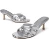 image:imageMostrin Strappy Kitten Heels for Women Round Open Toe Flip Flops Slip On Mules Heels Fashion Thong Heeled Sandals for Party Wedding HolidaySilver