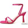 image:imageMostrin Womens Sandals Strappy Heels for Women Ankle Strap Lace Up Heels Square Open Toe Heels Tie Up Stiletto High Heeled Sandals for Prom Party Daily WearHot Pink Satin07