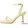 image:imageMostrin Womens Sandals Strappy Heels for Women Ankle Strap Lace Up Heels Square Open Toe Heels Tie Up Stiletto High Heeled Sandals for Prom Party Daily WearYellow07