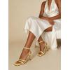 image:imageMostrin Womens Sandals Strappy Heels for Women Ankle Strap Lace Up Heels Square Open Toe Heels Tie Up Stiletto High Heeled Sandals for Prom Party Daily WearYellow07