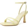 image:imageMostrin Womens Sandals Strappy Heels for Women Ankle Strap Lace Up Heels Square Open Toe Heels Tie Up Stiletto High Heeled Sandals for Prom Party Daily WearYellow07