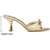 image:imageMostrin Kitten Heels for Women Round Toe Heels With Bow Vintage Mules Sexy Slip on Stiletto Backless Sandals for Party DailyGold03