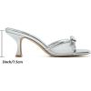 image:imageMostrin Kitten Heels for Women Round Toe Heels With Bow Vintage Mules Sexy Slip on Stiletto Backless Sandals for Party DailySilver03