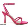 image:imageMostrin Strappy Heels for Women Lace Up Ankle Strap Round Open Toe Stiletto High Heels Womens Heeled Sandals for Prom Party DailyHot Pink Satin