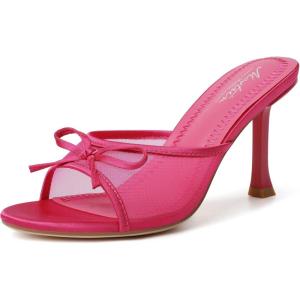 image:imageMostrin Kitten Heels for Women Round Toe Heels With Bow Vintage Mules Sexy Slip on Stiletto Backless Sandals for Party DailyHot Pink