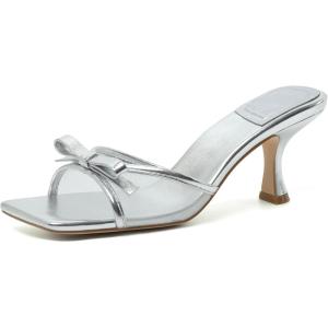 image:imageMostrin Kitten Heels for Women Round Toe Heels With Bow Vintage Mules Sexy Slip on Stiletto Backless Sandals for Party DailySilver03