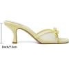 image:imageMostrin Kitten Heels for Women Round Toe Heels With Bow Vintage Mules Sexy Slip on Stiletto Backless Sandals for Party DailyYellow03