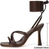 image:imageMostrin Womens Sandals Strappy Heels for Women Lace Up Heels Tie Up High Heeled Sandals for Prom Party Wedding Daily WearCoffee Brown