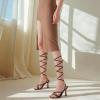 image:imageMostrin Womens Sandals Strappy Heels for Women Lace Up Heels Tie Up High Heeled Sandals for Prom Party Wedding Daily WearCoffee Brown