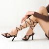 image:imageMostrin Womens Sandals Strappy Heels for Women Lace Up Heels Tie Up High Heeled Sandals for Prom Party Wedding Daily WearDark Brown Suede