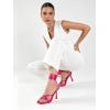 image:imageMostrin Womens Sandals Strappy Heels for Women Lace Up Heels Tie Up High Heeled Sandals for Prom Party Wedding Daily WearHot Pink Satin
