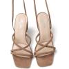 image:imageMostrin Womens Sandals Strappy Heels for Women Lace Up Heels Tie Up High Heeled Sandals for Prom Party Wedding Daily WearLight Brown Suede