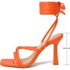 image:imageMostrin Womens Sandals Strappy Heels for Women Lace Up Heels Tie Up High Heeled Sandals for Prom Party Wedding Daily WearOrange