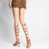 image:imageMostrin Womens Sandals Strappy Heels for Women Lace Up Heels Tie Up High Heeled Sandals for Prom Party Wedding Daily WearRaffia Brown